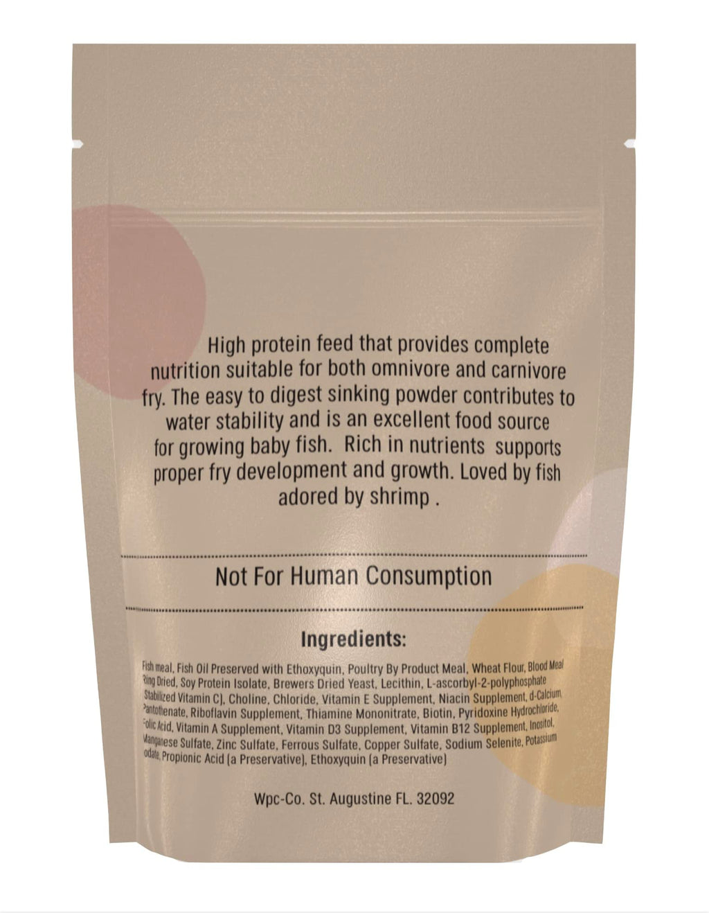 Wpc-Co. Baby Fish Food - Aquarium Fish Fry Food High in Protein - Tropical Fry Food with Calcium - Powdered Food for Omnivore and Carnivore Newborn Fish, Shrimp and Snails
