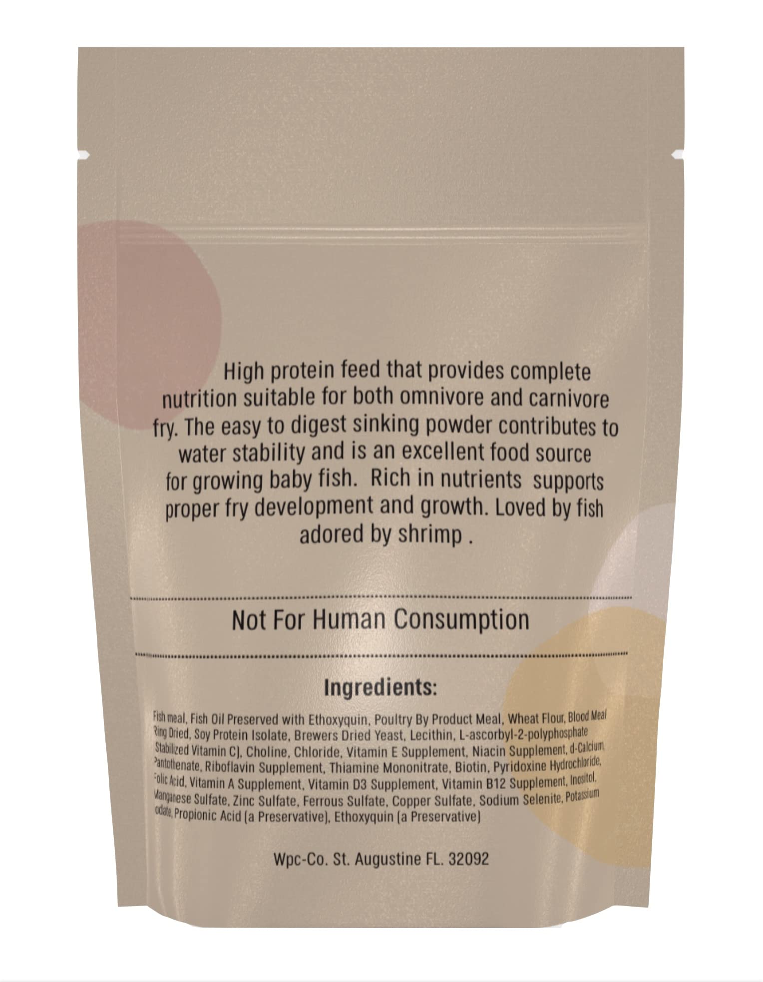 Wpc-Co. Baby Fish Food - Aquarium Fish Fry Food High in Protein - Tropical Fry Food with Calcium - Powdered Food for Omnivore and Carnivore Newborn Fish, Shrimp and Snails