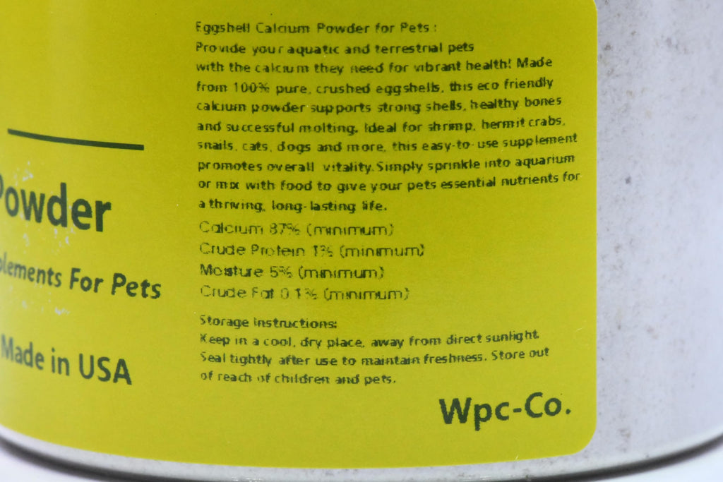 2.5oz Pure Eggshell Calcium Supplement for Pets - Natural Source of Calcium from Real Eggshell Suitable for Aquariums, Shrimp, Snail, Crustacean, Invertebrates, Dogs, Cats and Other Pets