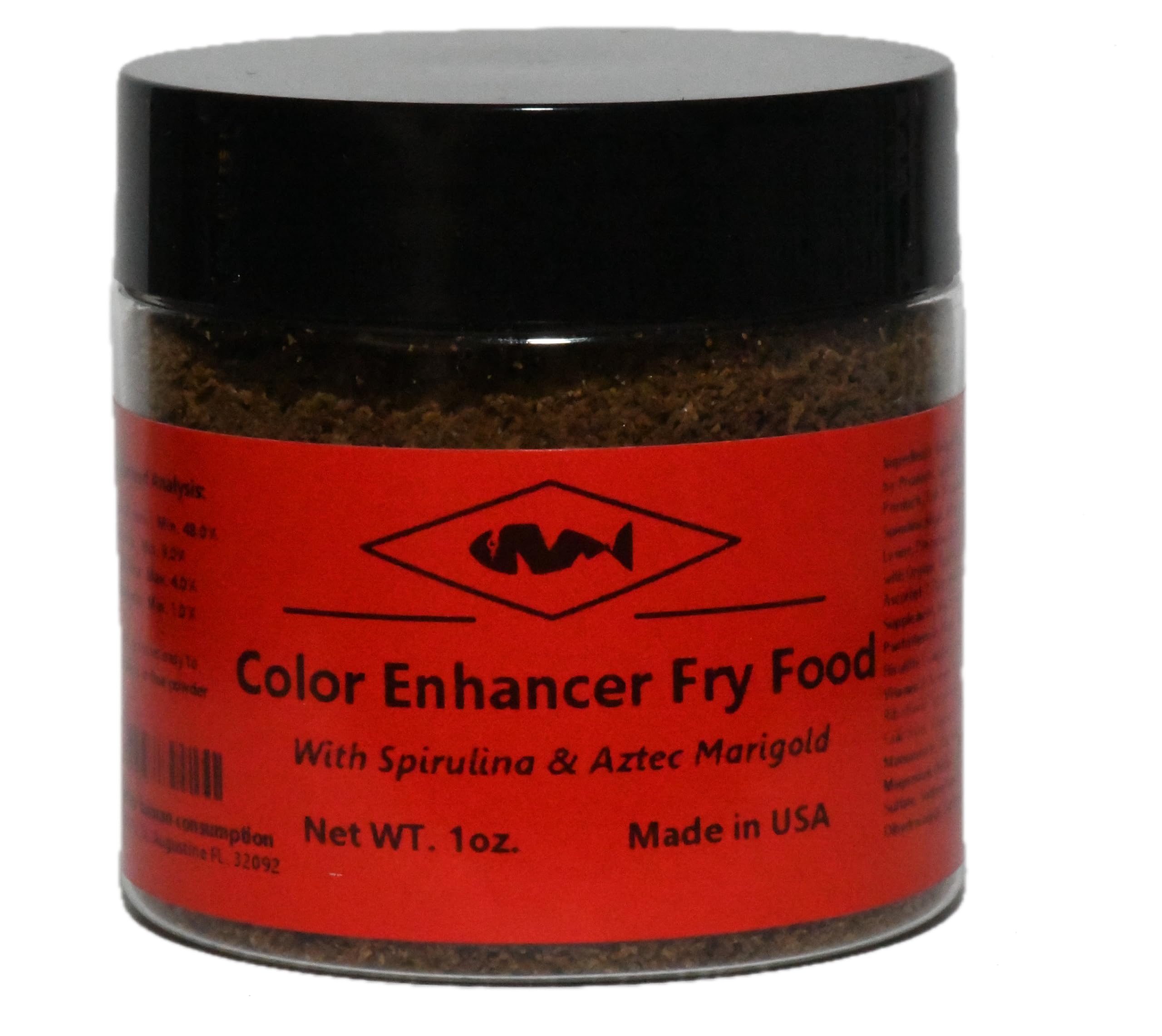 Color Enhancer Fish Fry Food With Spirulina and Aztec Marigold - Powdered Feed For Live Baby Tropical Fish Aquarium Snails and Live Shrimp Formulated For Optimal Nutrition and Brilliant Coloration
