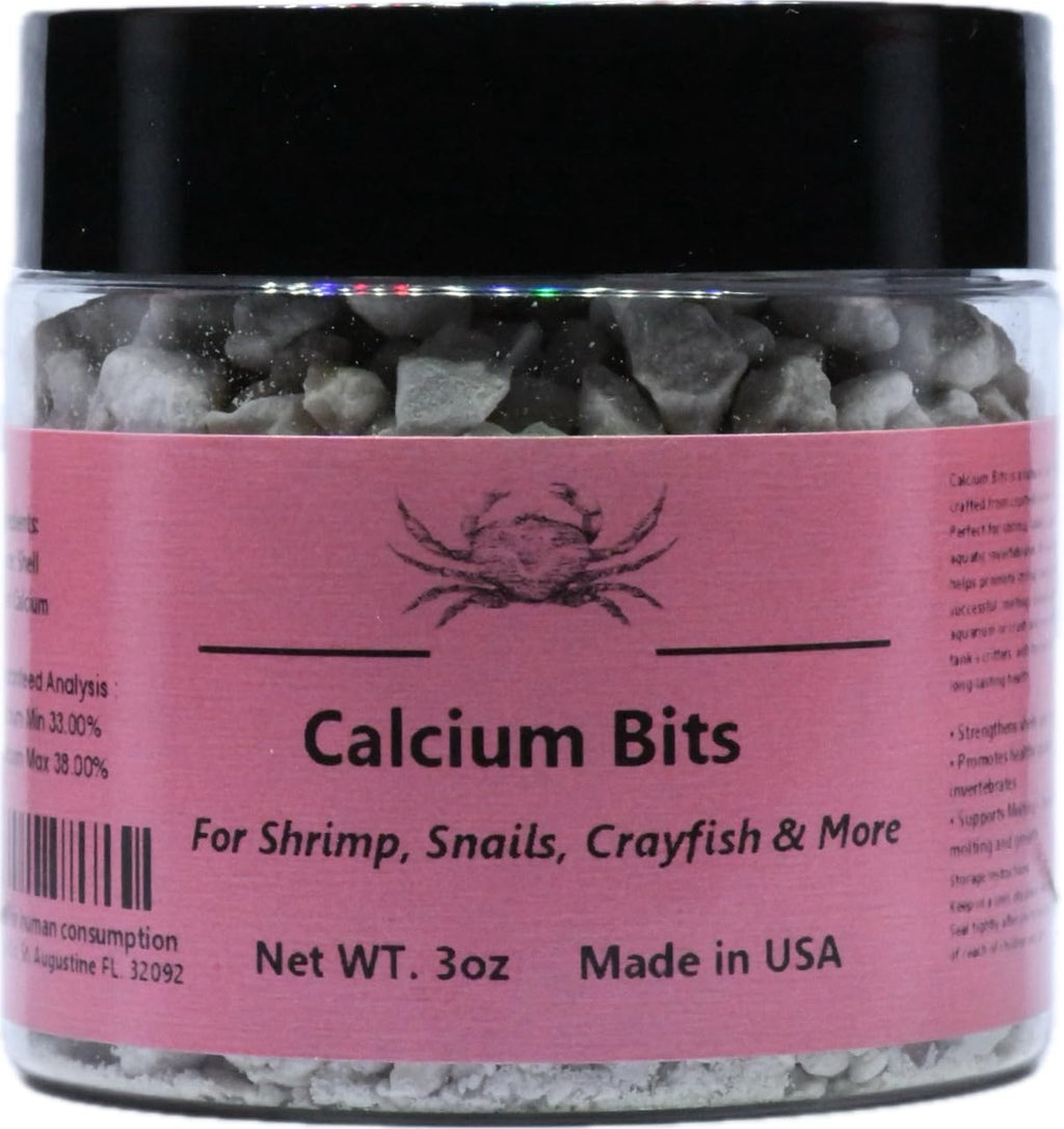 Calcium Bits: Calcium Supplement for Aquatic Pets - Natural Source of Calcium Suitable for Aquariums, Neocaridina Shrimp, Aquarium Snails, Crustaceans, Invertebrates and Other Aquatic Pets 3 oz