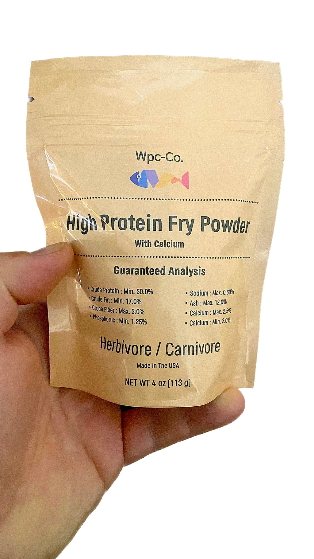 Wpc-Co. Baby Fish Food - Aquarium Fish Fry Food High in Protein - Tropical Fry Food with Calcium - Powdered Food for Omnivore and Carnivore Newborn Fish, Shrimp and Snails