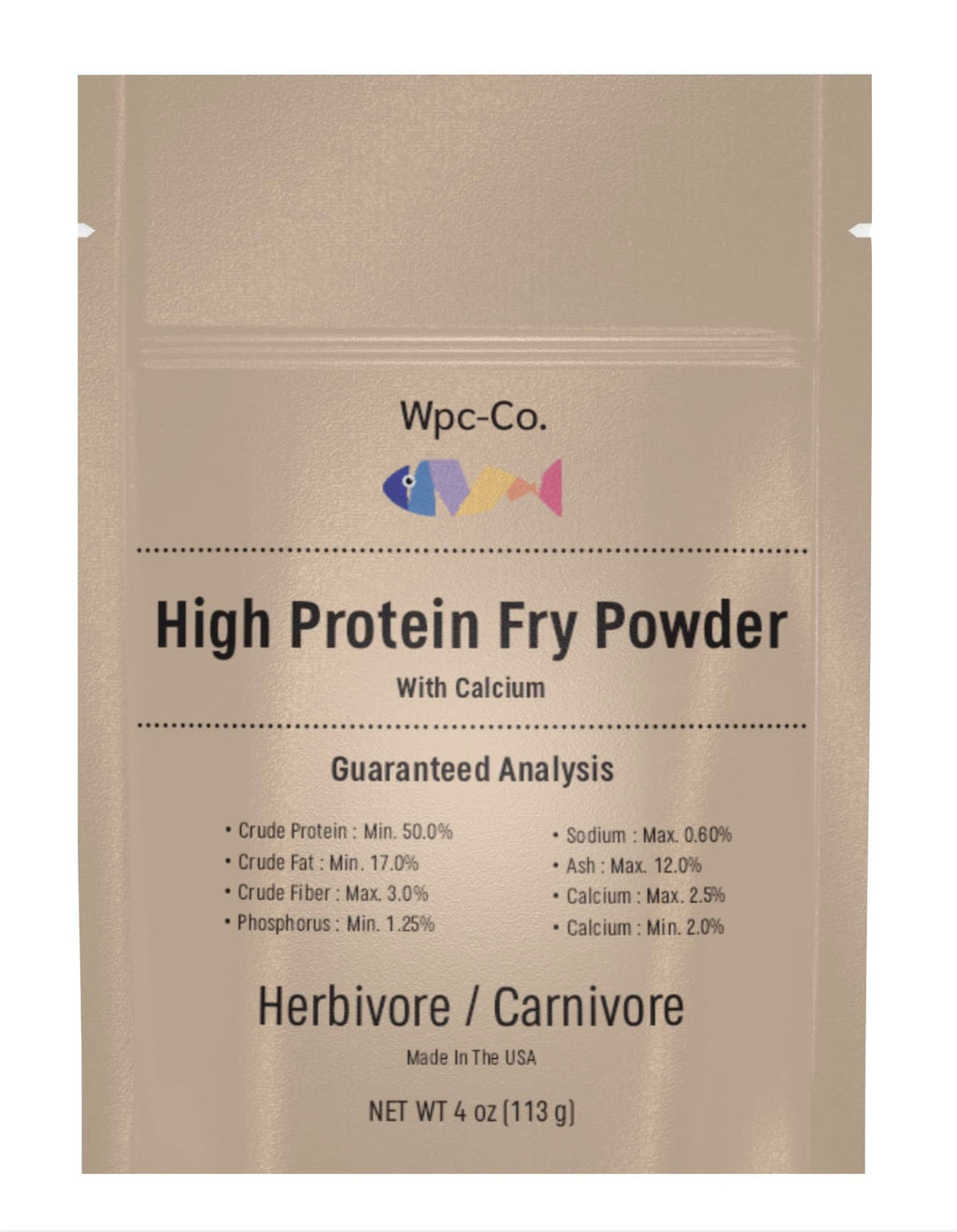 Wpc-Co. Baby Fish Food - Aquarium Fish Fry Food High in Protein - Tropical Fry Food with Calcium - Powdered Food for Omnivore and Carnivore Newborn Fish, Shrimp and Snails