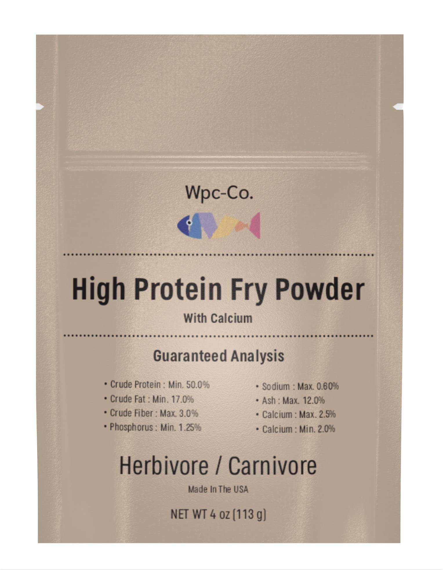 Wpc-Co. Baby Fish Food - Aquarium Fish Fry Food High in Protein - Tropical Fry Food with Calcium - Powdered Food for Omnivore and Carnivore Newborn Fish, Shrimp and Snails