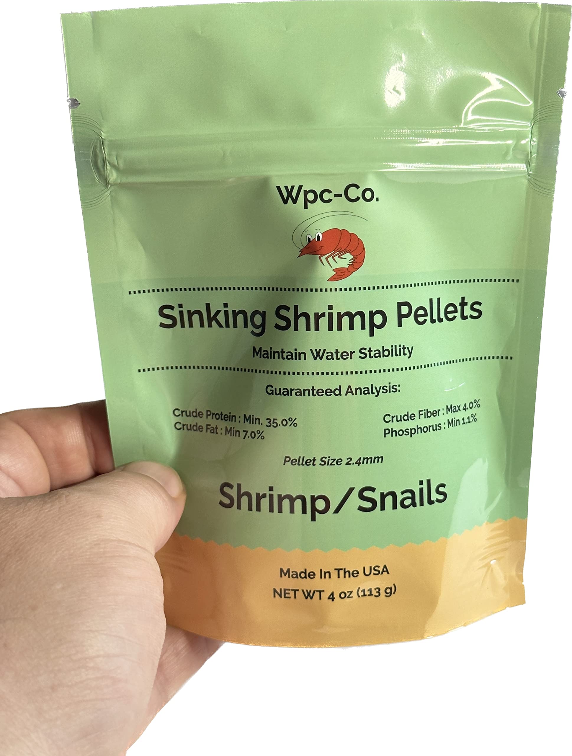 Wpc-Co. Aquarium Shrimp Food - Sinking Pellets for Aquatic Shrimp, Snail, Bottom Feeders - Complete Nutrition for Tropical Shrimps and Other Invertebrates