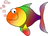 Colorful cartoon fish with gradient scales on a white background